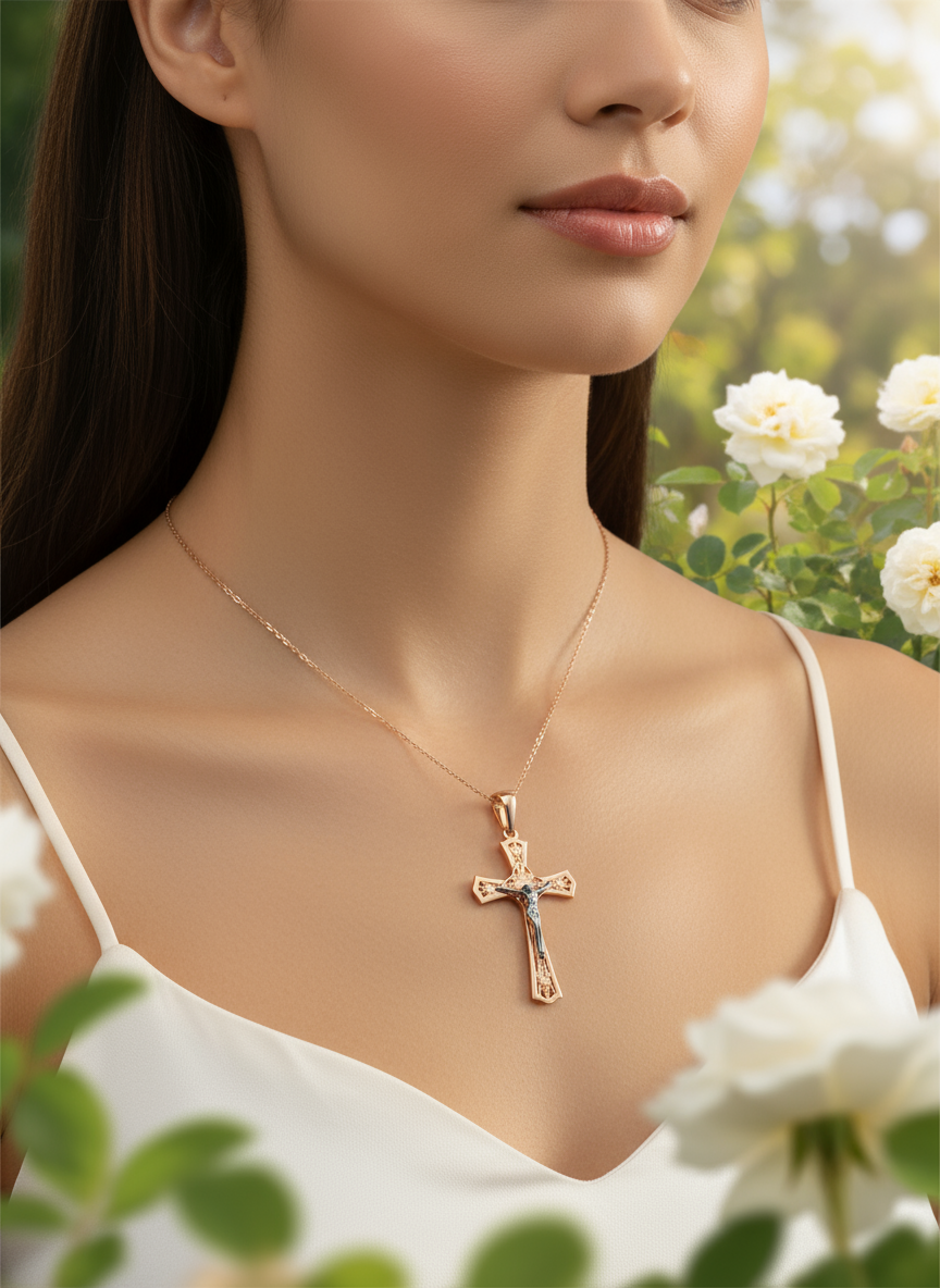 585 Rotgold Anhänger – Kreuz