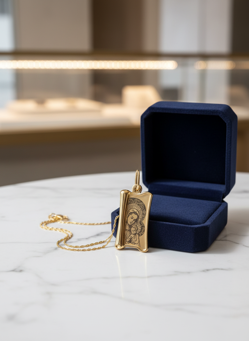 585 Rotgold Anhänger – Maria & Jesus